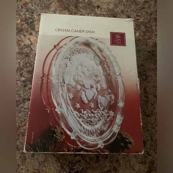 NWT Mikasa Holiday Classics Frosted Angels XMas Tree 9" Oval Sweet Dish Germany - Picture 5 of 7